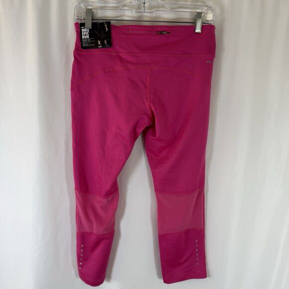 New Nike Epic Run Tight Fit Leggings Women's Medium Crop Length Pink Drawstring - Picture 7 of 10